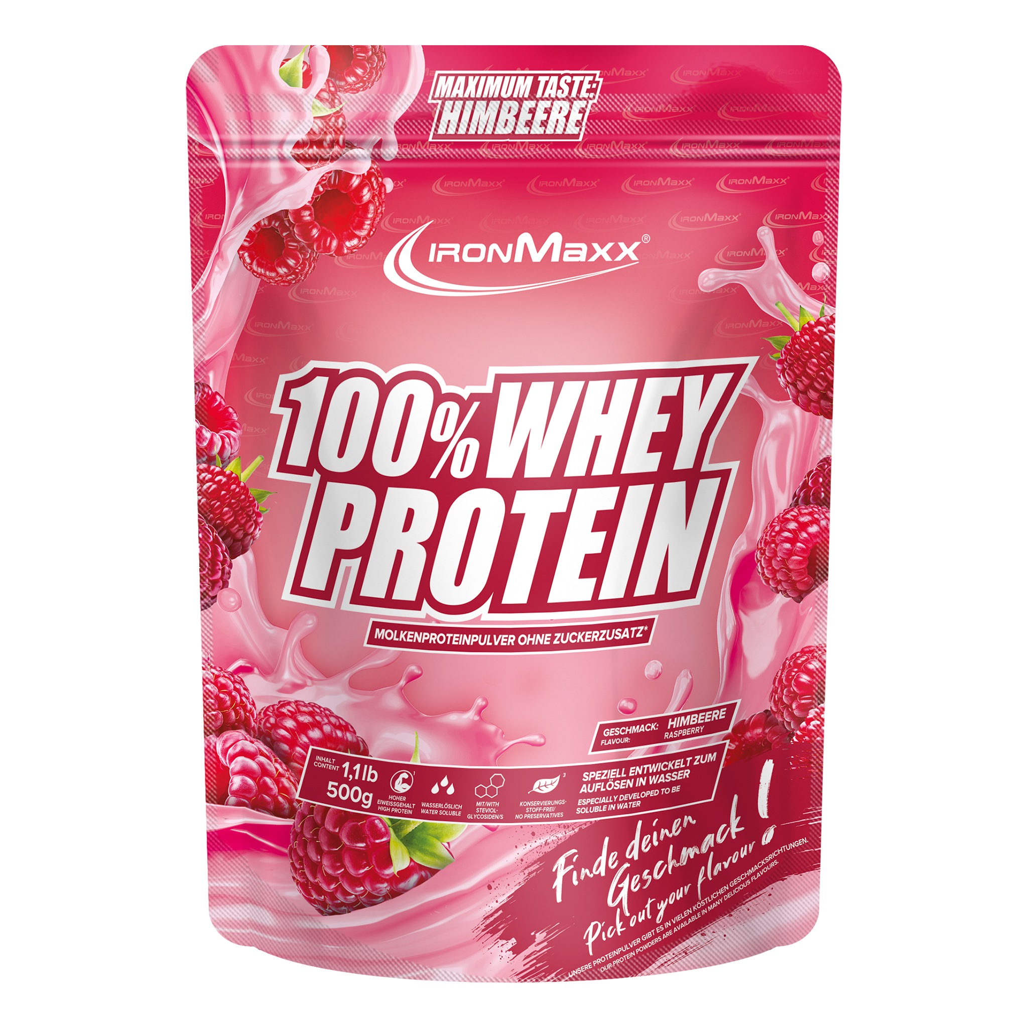 100% Whey Protein - 500g Beutel - Himbeere