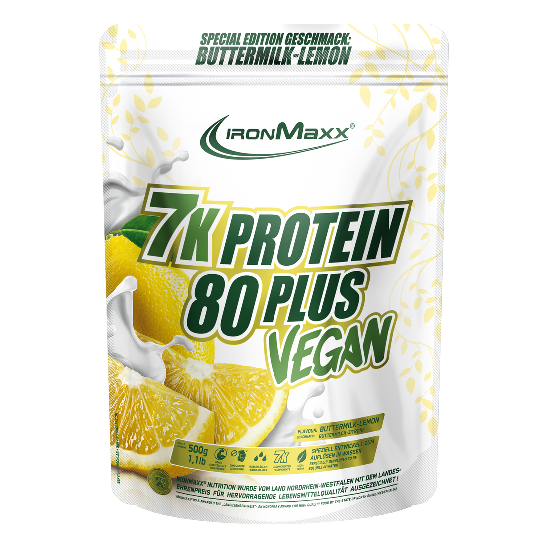 Vegan Protein 7K - 80 Plus 500g Beutel - Buttermilch-Zitrone