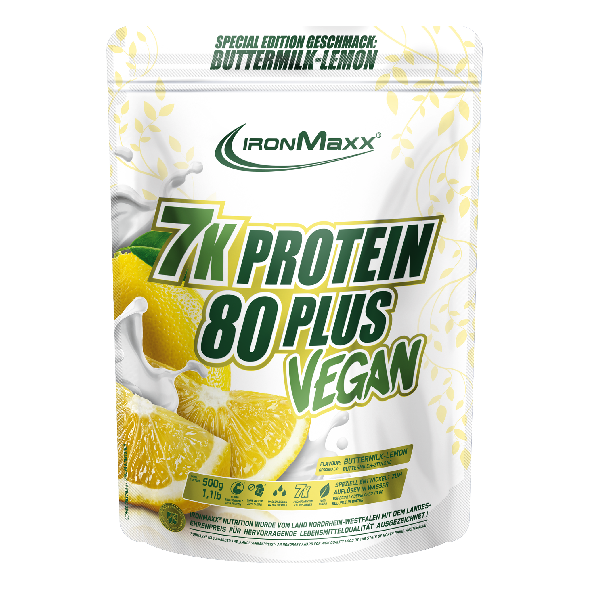 Vegan Protein 7K - 80 Plus 500g Beutel - Buttermilch-Zitrone