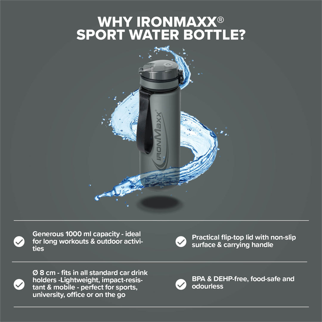 Sport Water Bottle Ash Grey - 1000ml