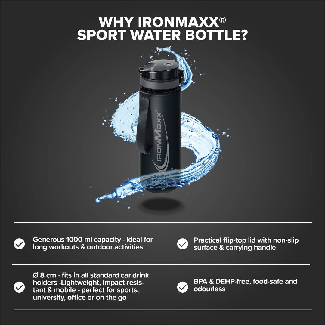 Sport Water Bottle Deep Black - 1000ml