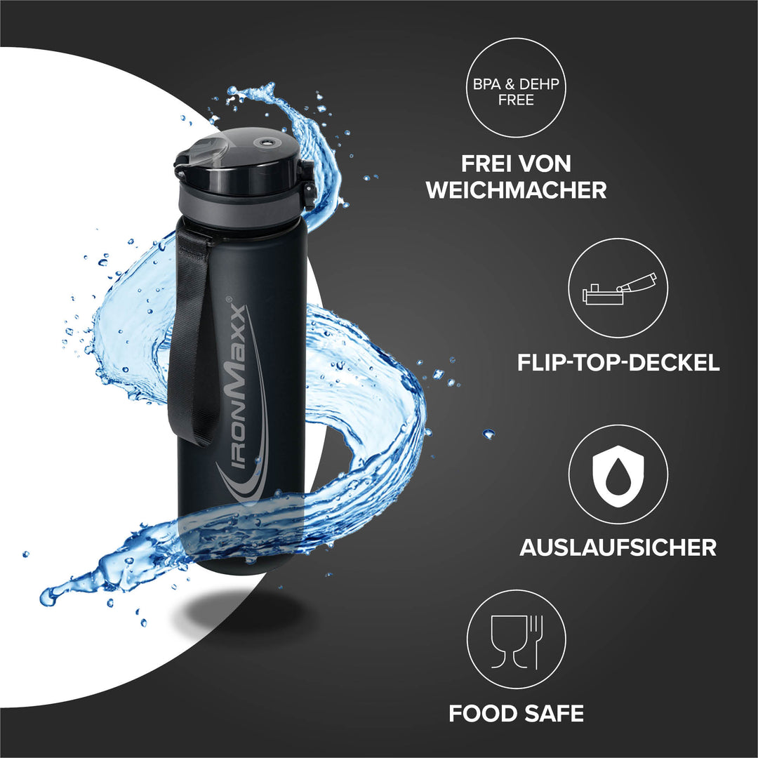 Sport Water Bottle Deep Black - 1000ml