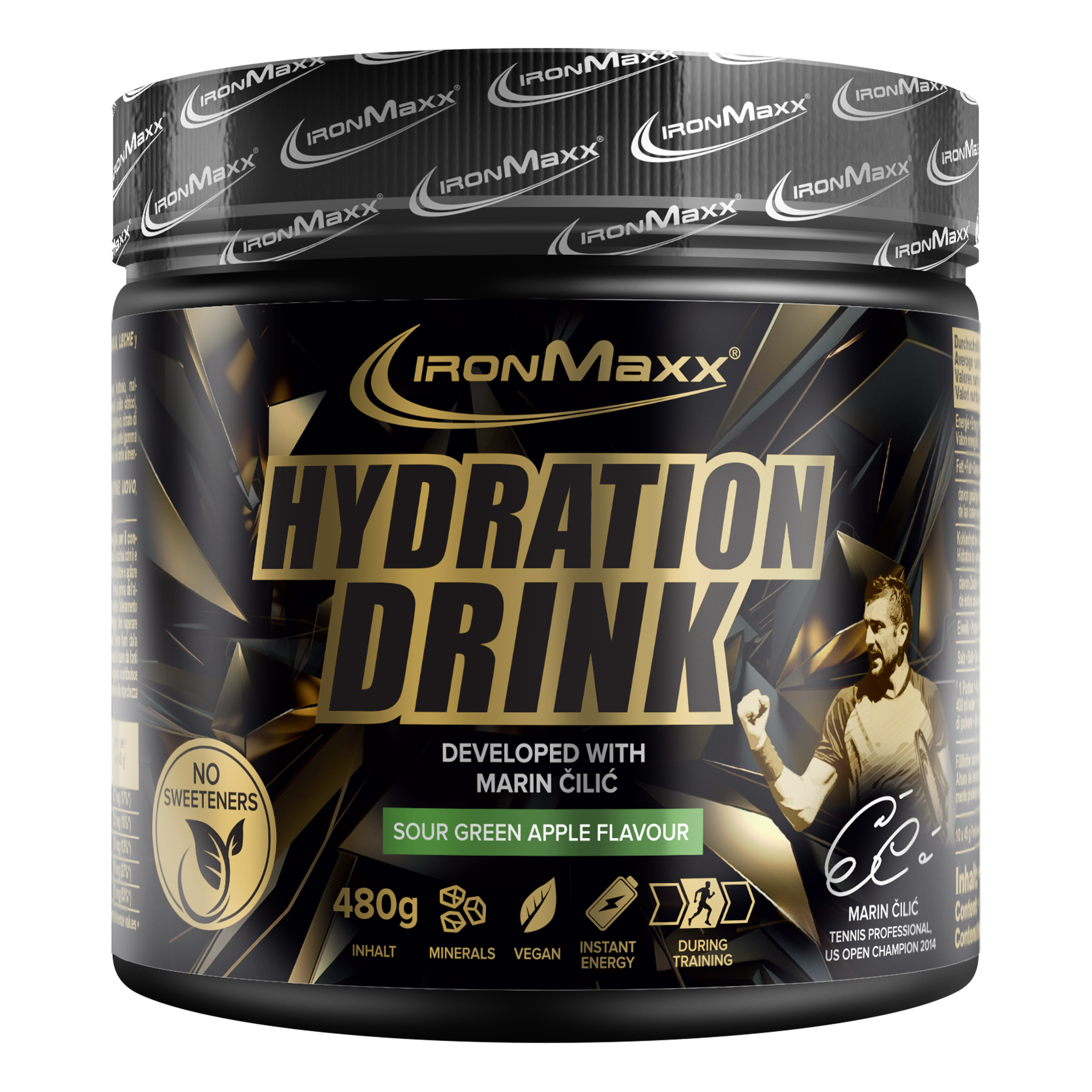 Hydration Drink Pulver - 480g Dose – Sour Green Apple Flavour - Marin Cilic