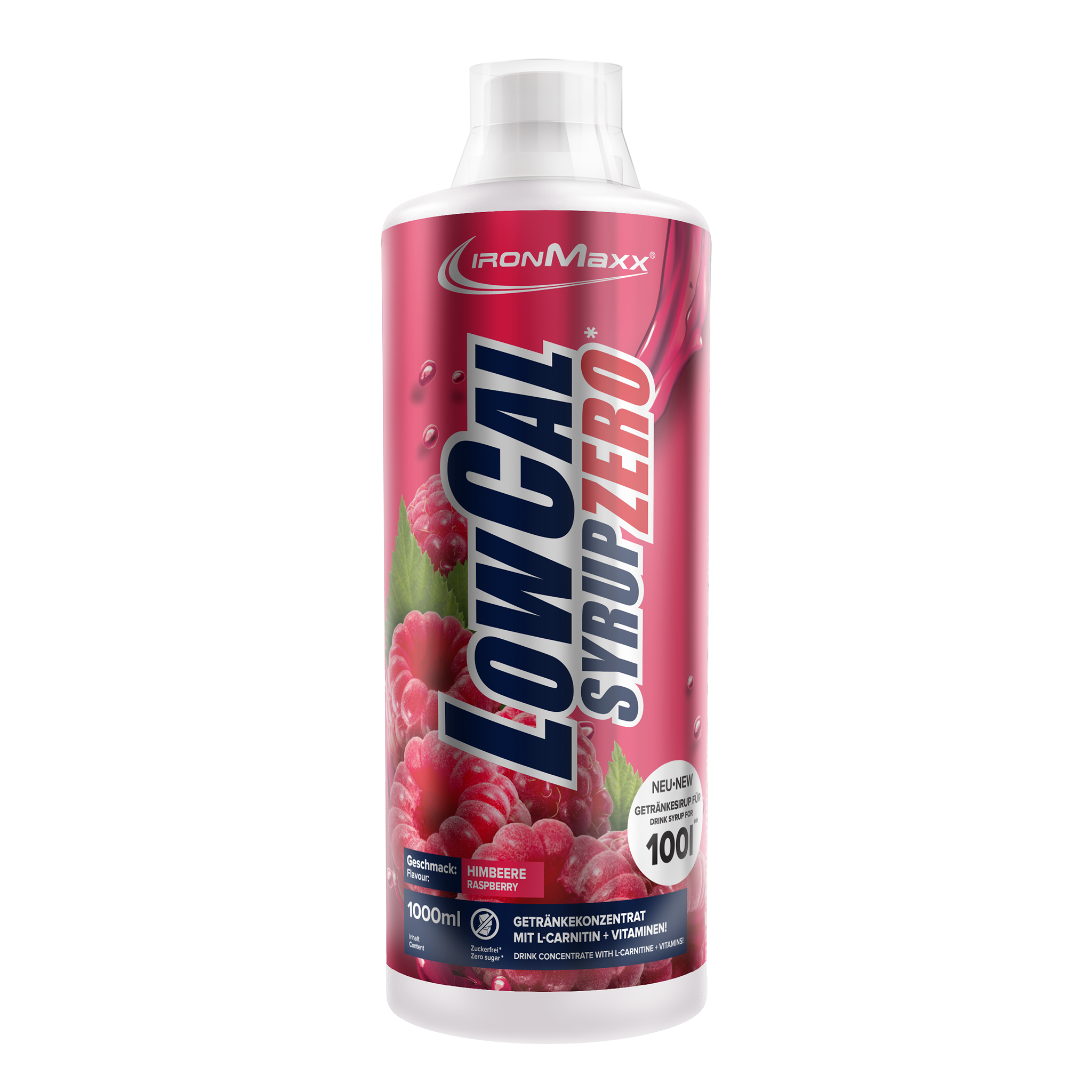 Himbeere Raspberry Syrup LowCal Syrup Himbeere 1000ml - Jetzt kaufen – IronMaxx Nutrition