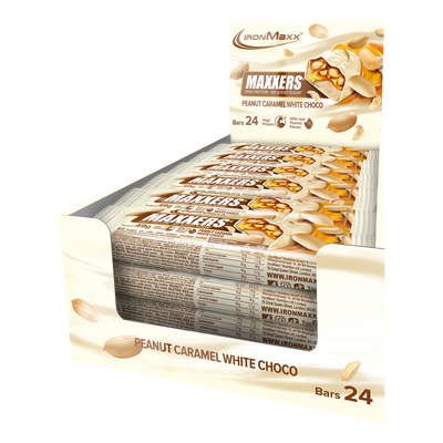 Maxxers - White Choc Peanut Caramel (24x49g tray)