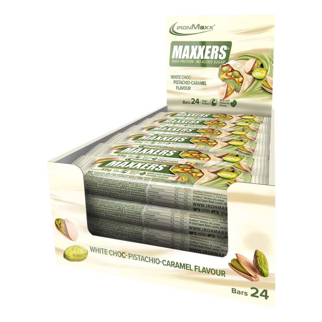 Maxxers (24x49g) - White Choc Pistachio Caramel