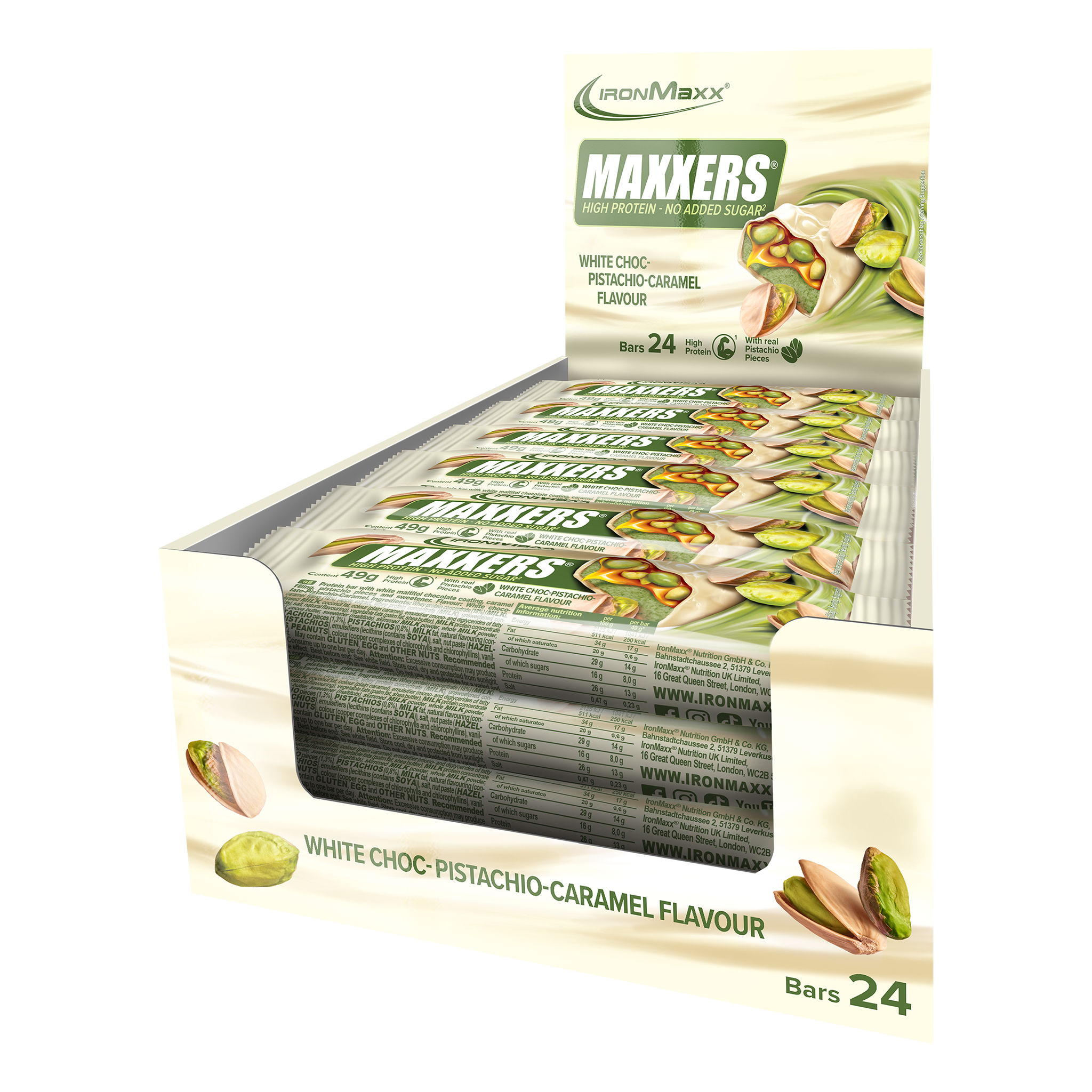 Maxxers (24x49g) - White Choc Pistachio Caramel