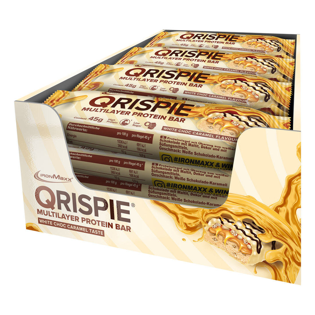Qrispie Protein Riegel (16x45g) - White Choc Caramel