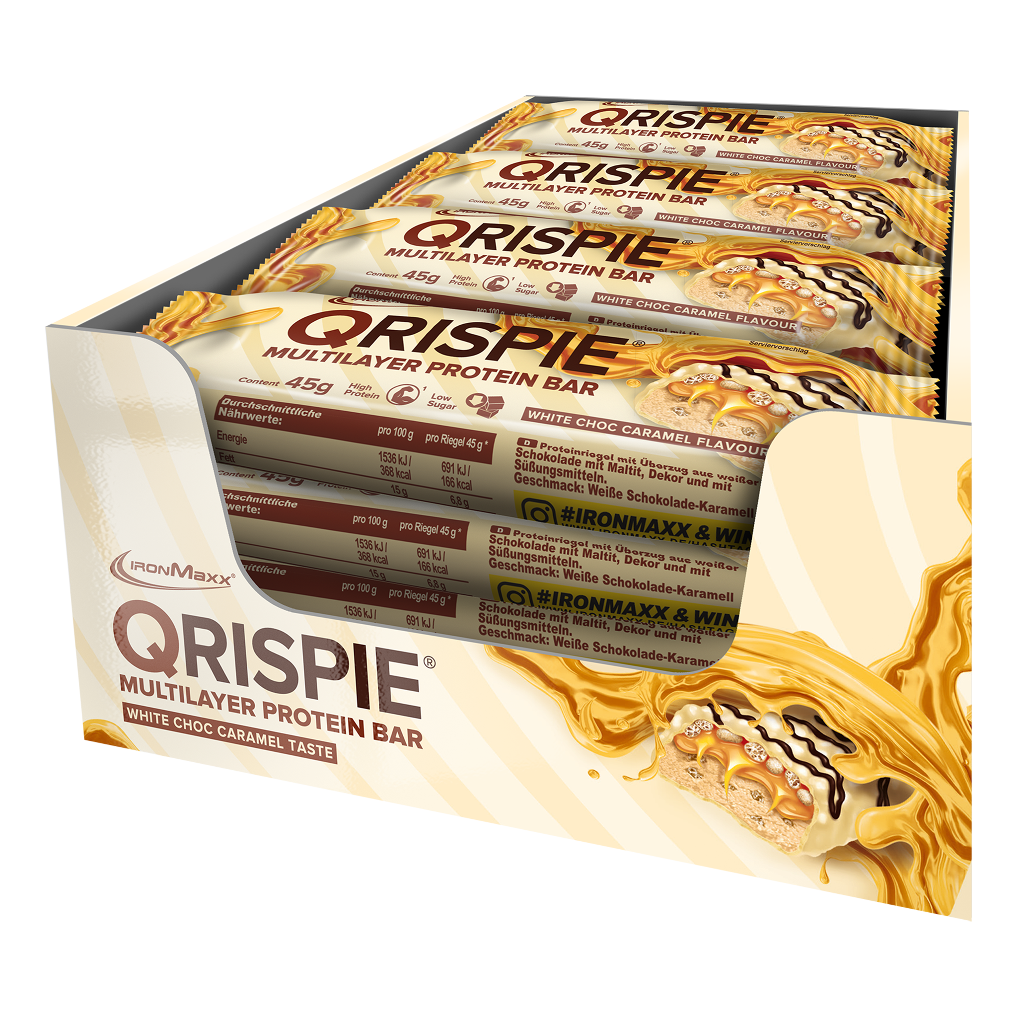 Qrispie <tc>Protein</tc> Barre (16 x 45 g) - Chocolat blanc caramel