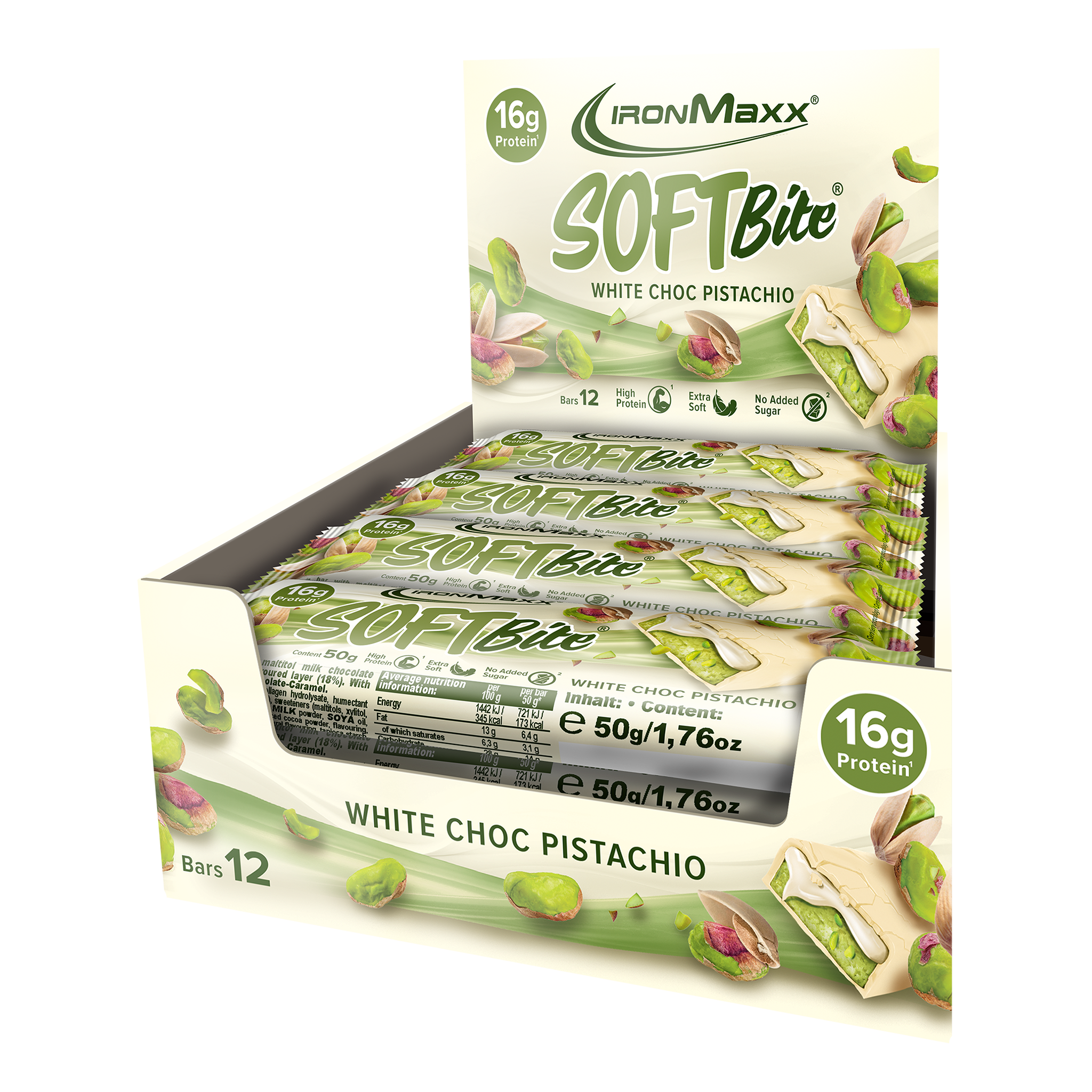 Softbite (12x50g) - White Chocolate Pistachio