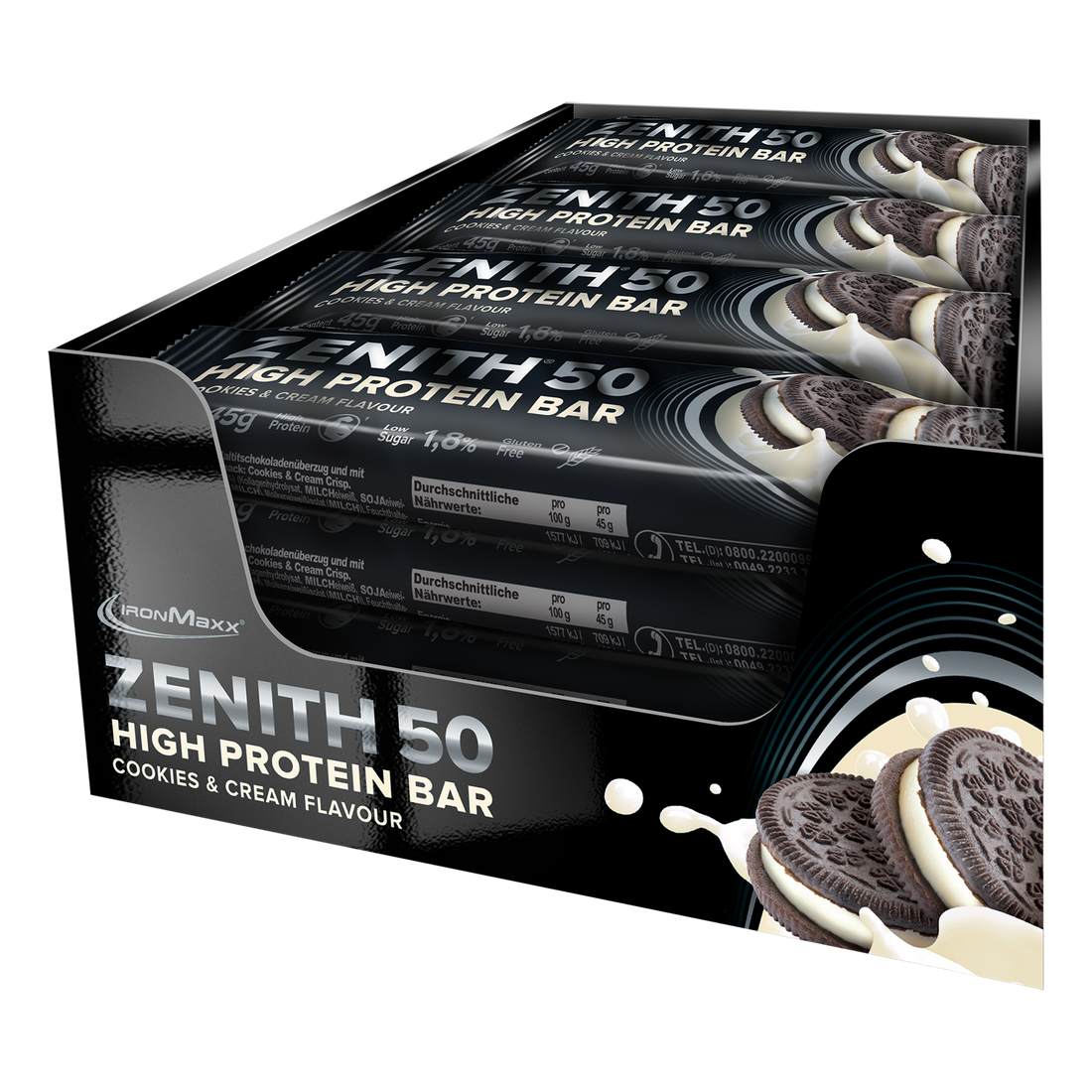 ZENITH 50 Proteinriegel (16x45g) - Cookies &amp; Cream