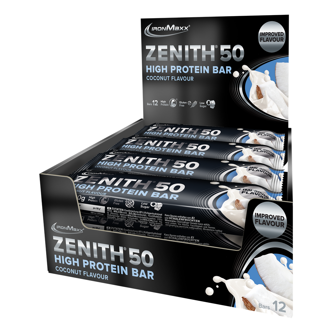 50% ZENITH® Proteinriegel (12x100g)  - Kokosnuss