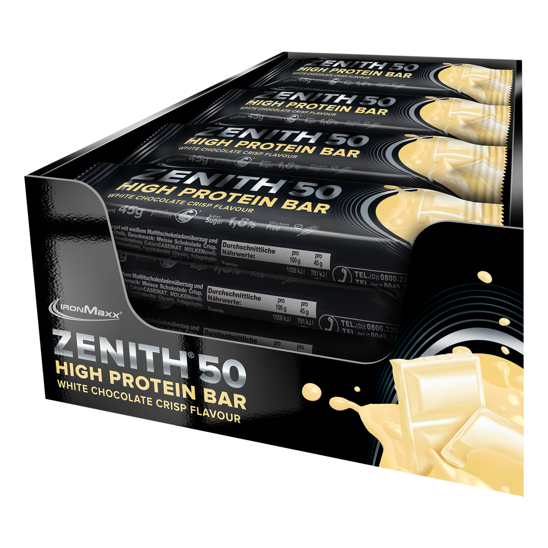 ZENITH 50 Proteinriegel (16x45g) - White Chocolate Crisp