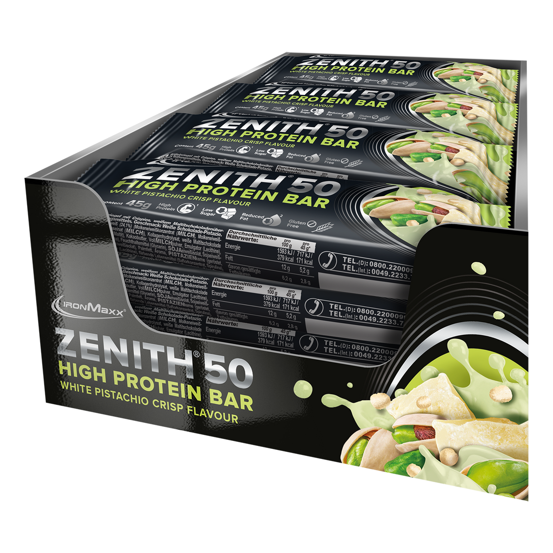 ZENITH 50 Protein Bar (16x45g) - White Pistachio Crisp