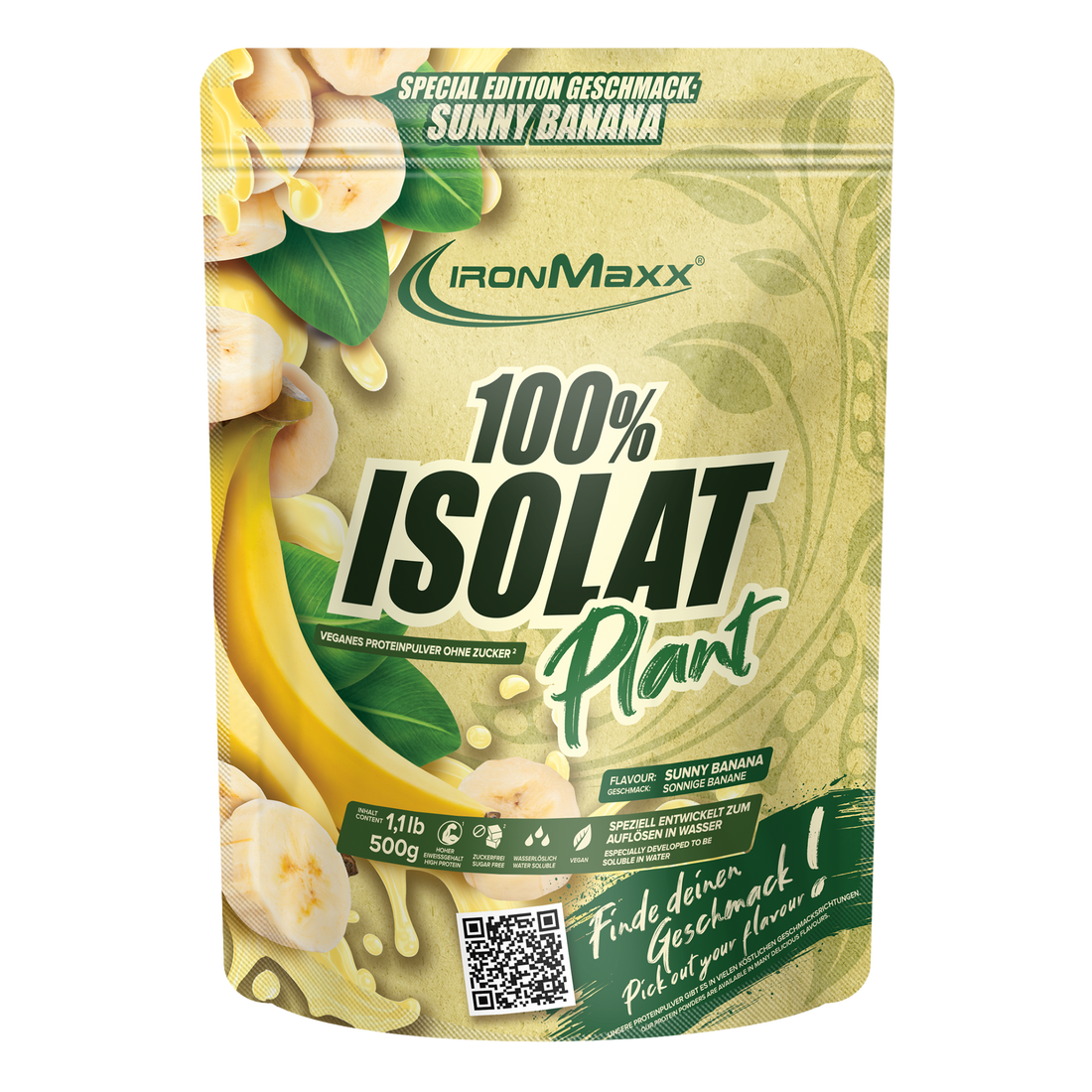 100% Isolat Plant 500g Beutel Sunny Banana