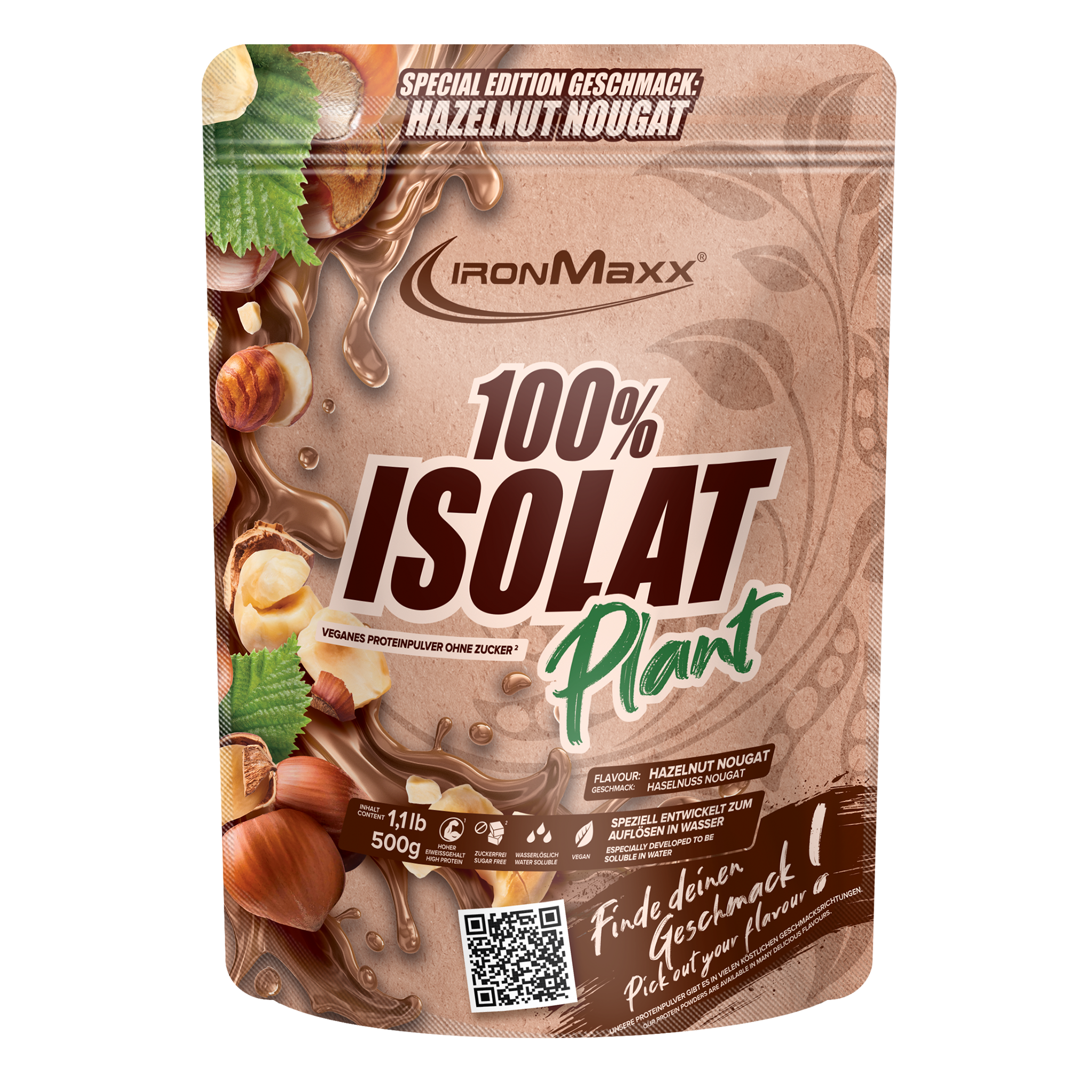 100% Isolat Plant 500g Beutel Hazelnut Nougat