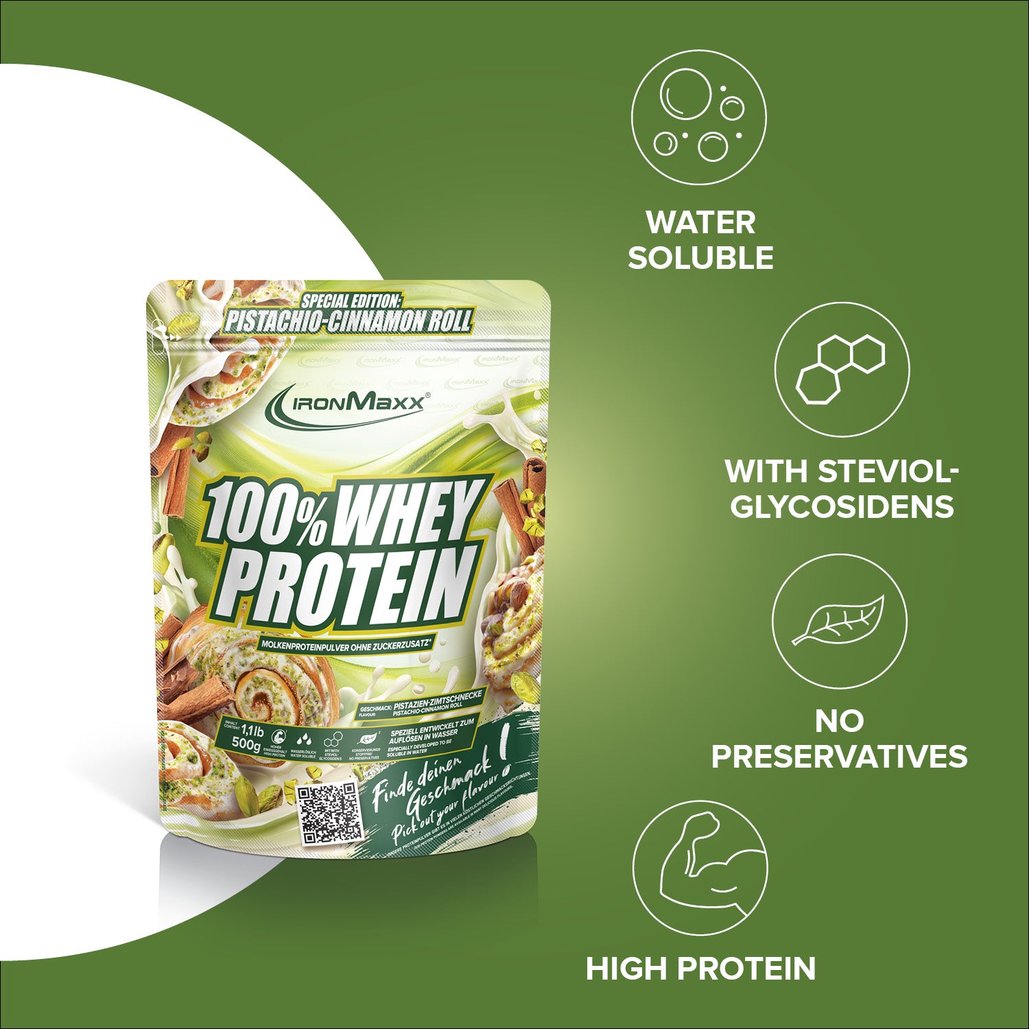 100% Whey Protein (500g) - Pistachio Cinnamon Roll