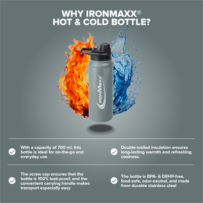 Hot & Cold Bottle Insulated Steel (800ml) - Ash Grey