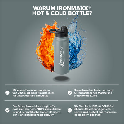 Hot & Cold Bottle Insulated Steel (800ml) - Ash Grey