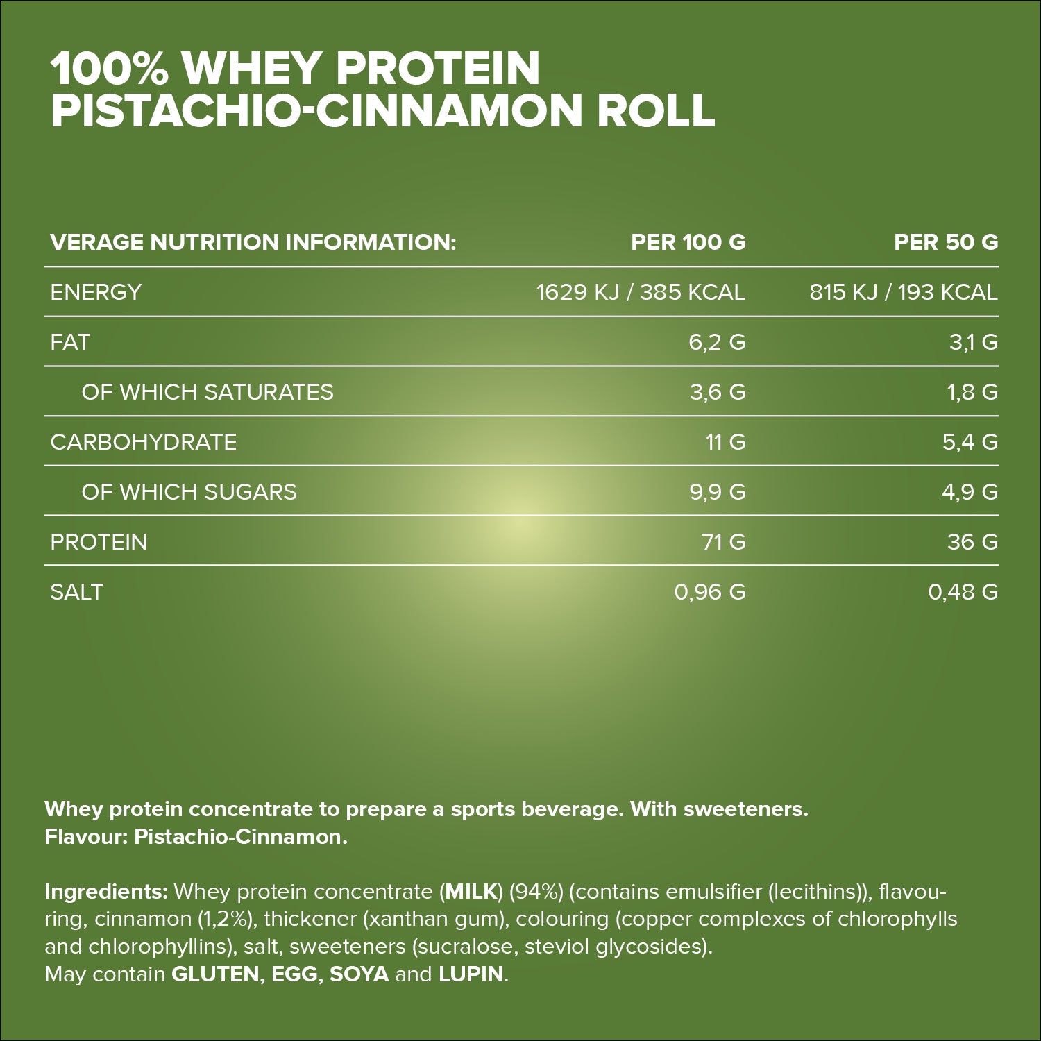 100% Whey Protein (500g) - Pistachio Cinnamon Roll