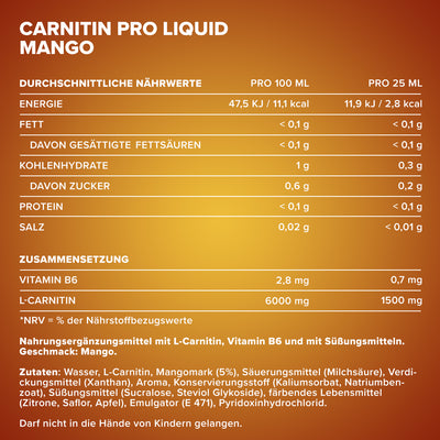Carnitine Pro Liquid (1000ml) - Mango