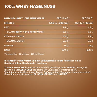 100% Whey Protein (900g) - Haselnuss