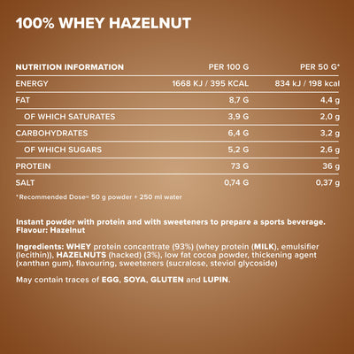 100% Whey Protein (900g) - Hazelnut