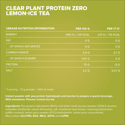 Clear Plant Protein ZERO (400g) - Lemon Ice Tea