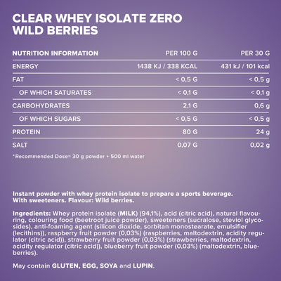 Clear Whey Isolate ZERO (400g) - Wild Berries