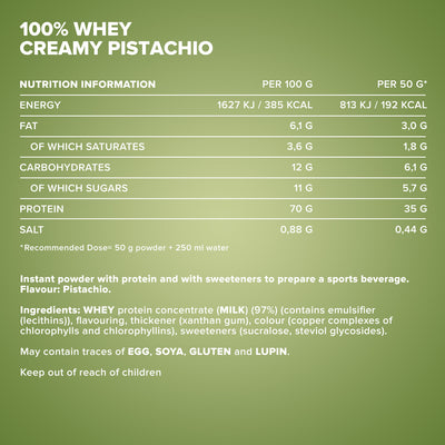100% Whey Protein - 2350g can - Creamy Pistachio