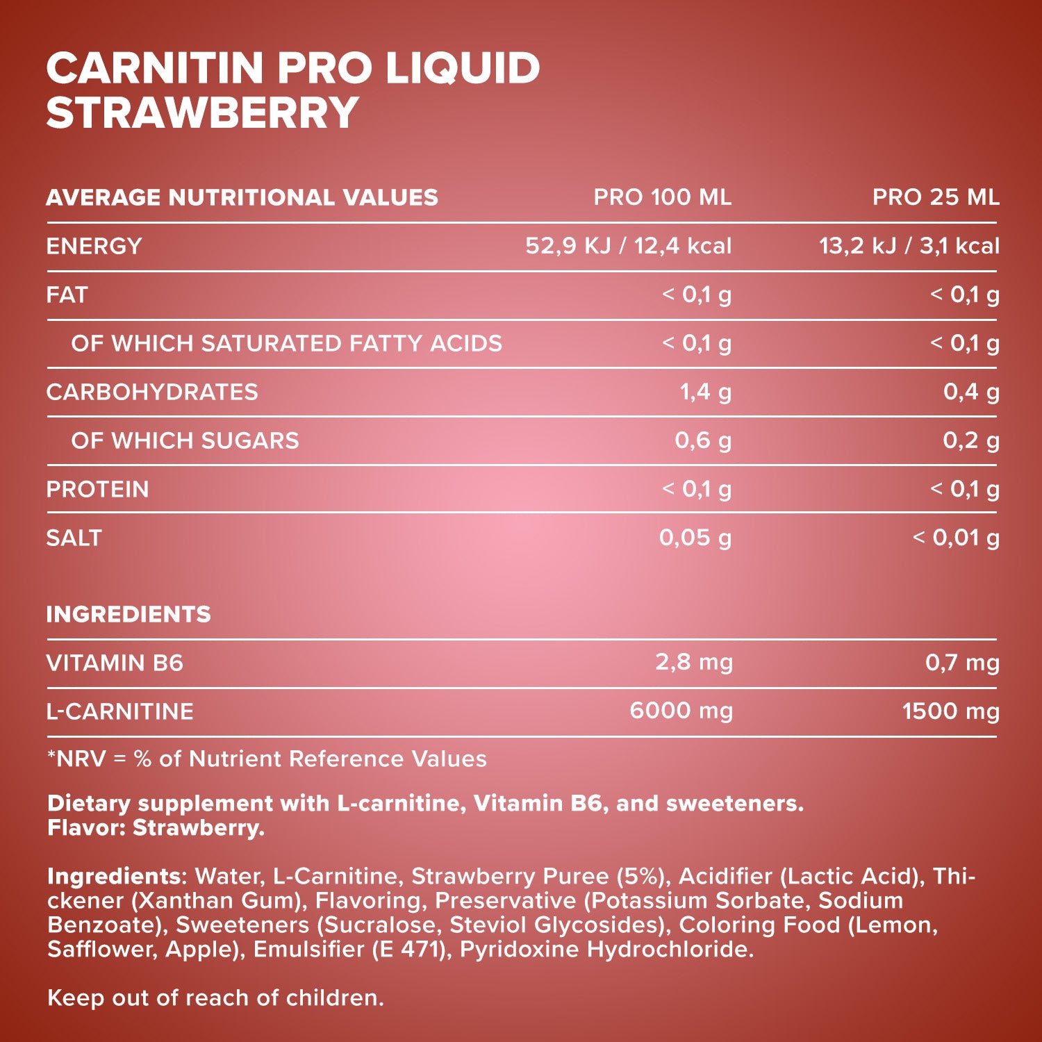 Carnitine Pro Liquid (1000ml) - Erdbeere