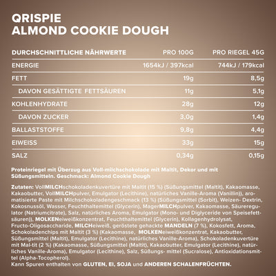 Qrispie Protein Riegel (16x45g) - Almond Cookie Dough