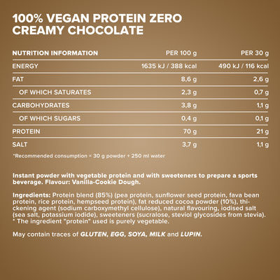100% Vegan Protein Zero (500g) - Vanilla Cookie Dough