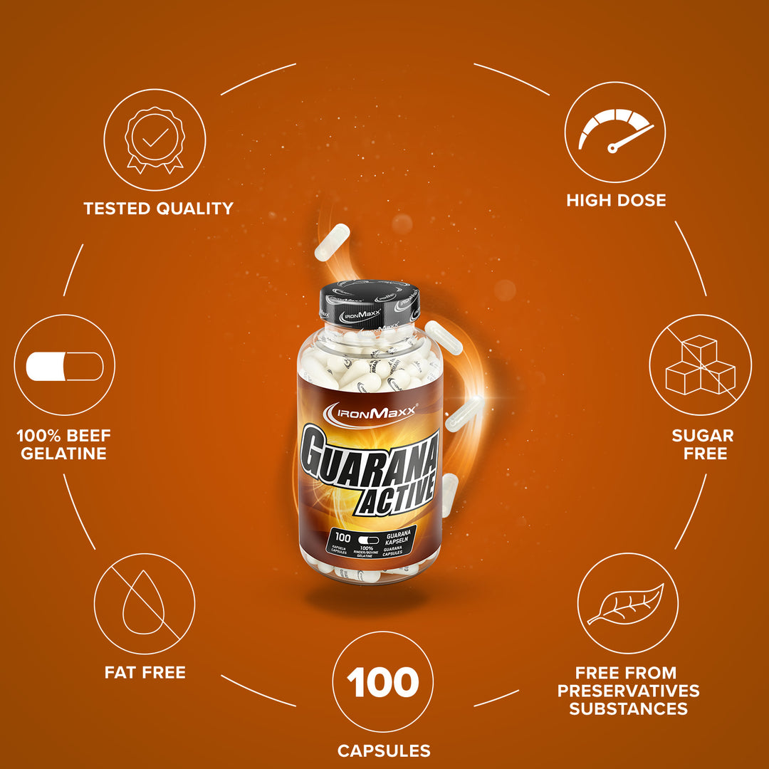 guarana l carnitine Guarana Active 100 capsules as a natural source of caffeine – IronMaxx Nutrition