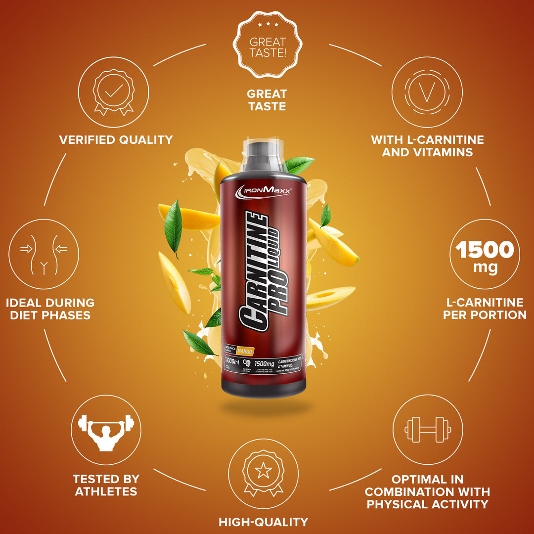 Fat Burner Carnitine Pro Liquid Mango 1000ml - Nu kopen IronMaxx Nutrition Fat Burner Carnitine Pro Liquid Mango 1000ml - Nu kopen IronMaxx Nutrition