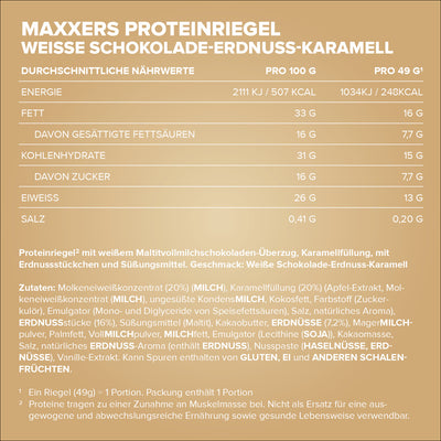Maxxers - White Choc Peanut Caramel 49g