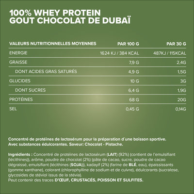 100% <tc>Whey Protein</tc> (30 g) - <tc>Dubai Chocolate Style</tc>