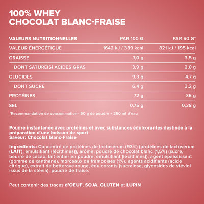 100% Whey Protein-Dose-Weiße Schokolade-Erdbeere-900g