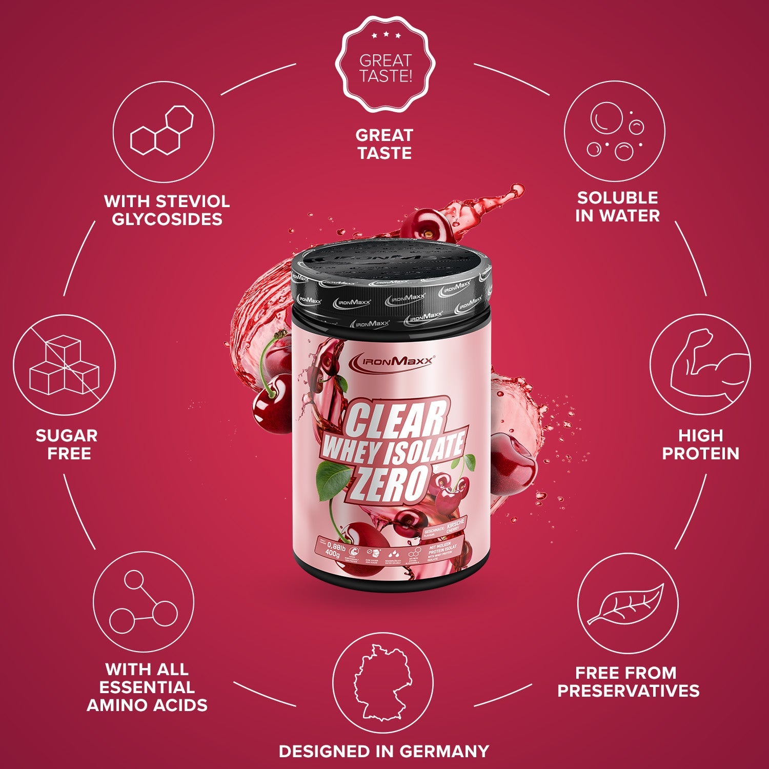 IronMaxx Clear Whey Isolate Zero Gusto Lime Limone 400g: Proteine Del Siero Trasparenti, Senza Zucchero, 24g Di Proteine Per Porzione