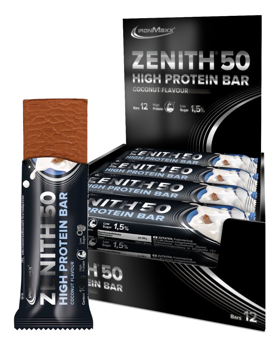50% ZENITH® Proteinriegel (12x100g)  - Kokosnuss 