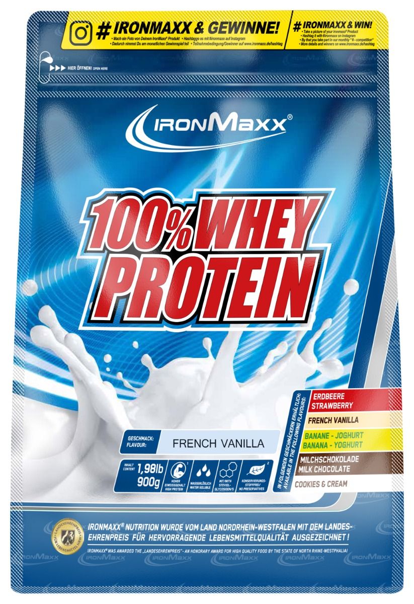 IronMaxx 100% Whey Protein 900g Bag French Vanilla