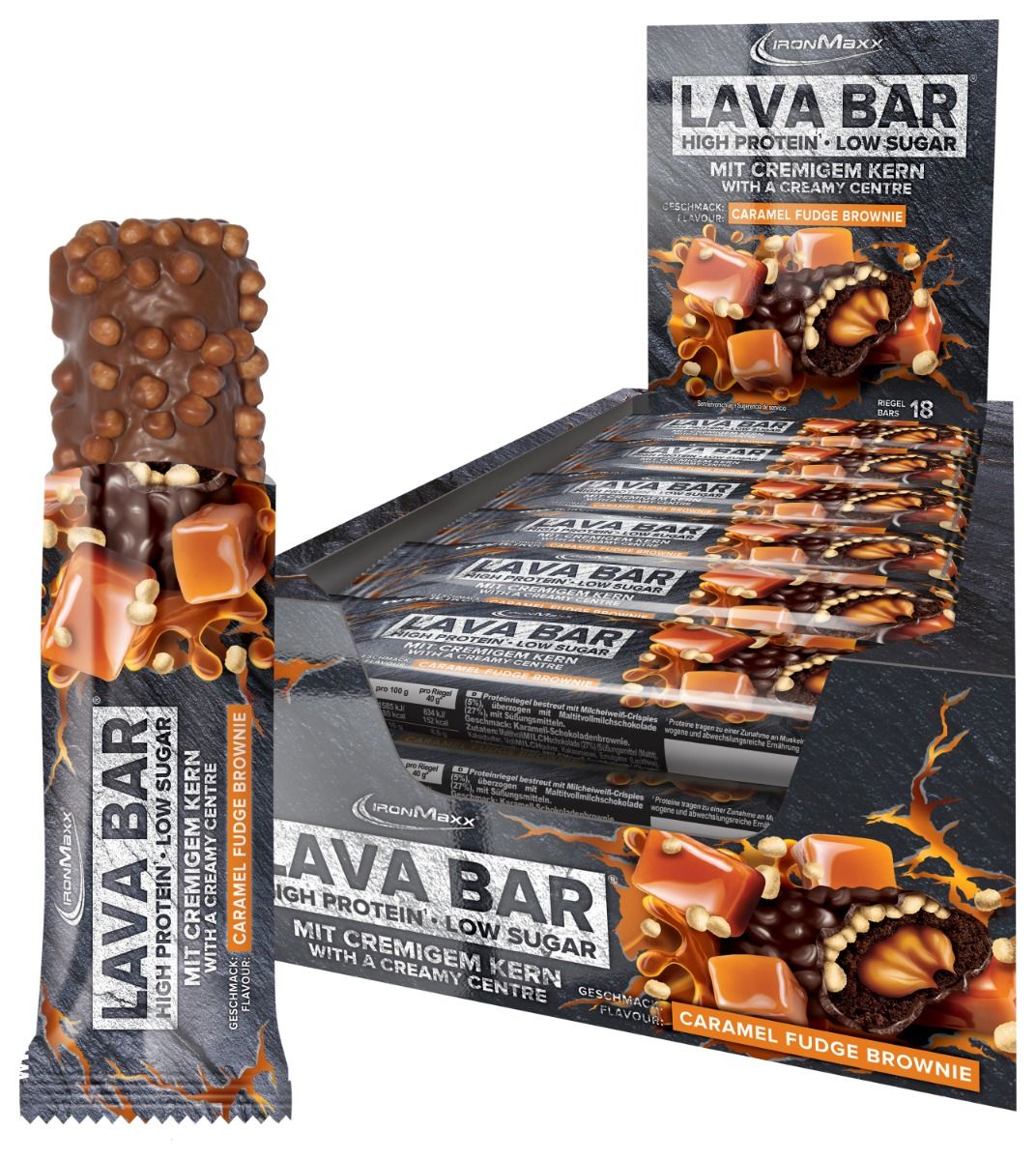 IronMaxx Lava Bar Protein Bar - Caramel Fudge Brownie 18 x 40g  (BBD: 21.01.2025)