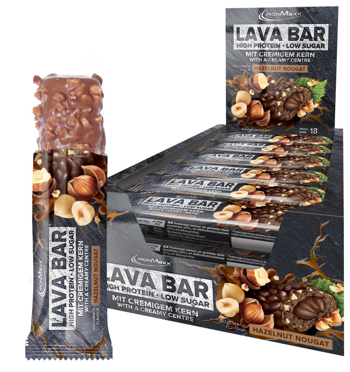 IronMaxx Lava Bar Protein Bar - Hazelnut Nougat 18 x 40g