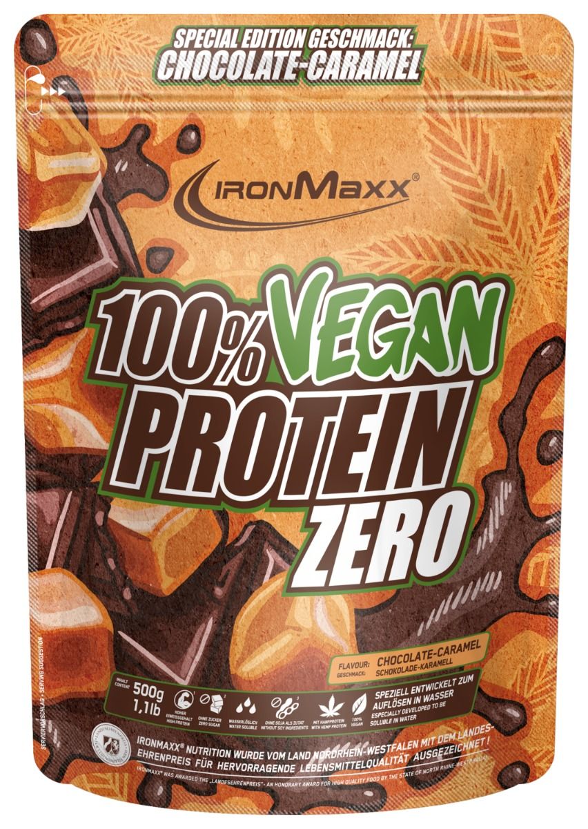IronMaxx 100% Vegan Protein Zero - Chocolate-Caramel 500g