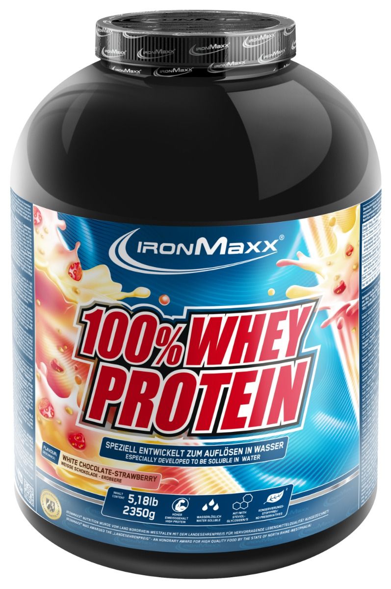 IronMaxx 100% Whey Protein - 2350g Tub - White Chocolate Strawberry