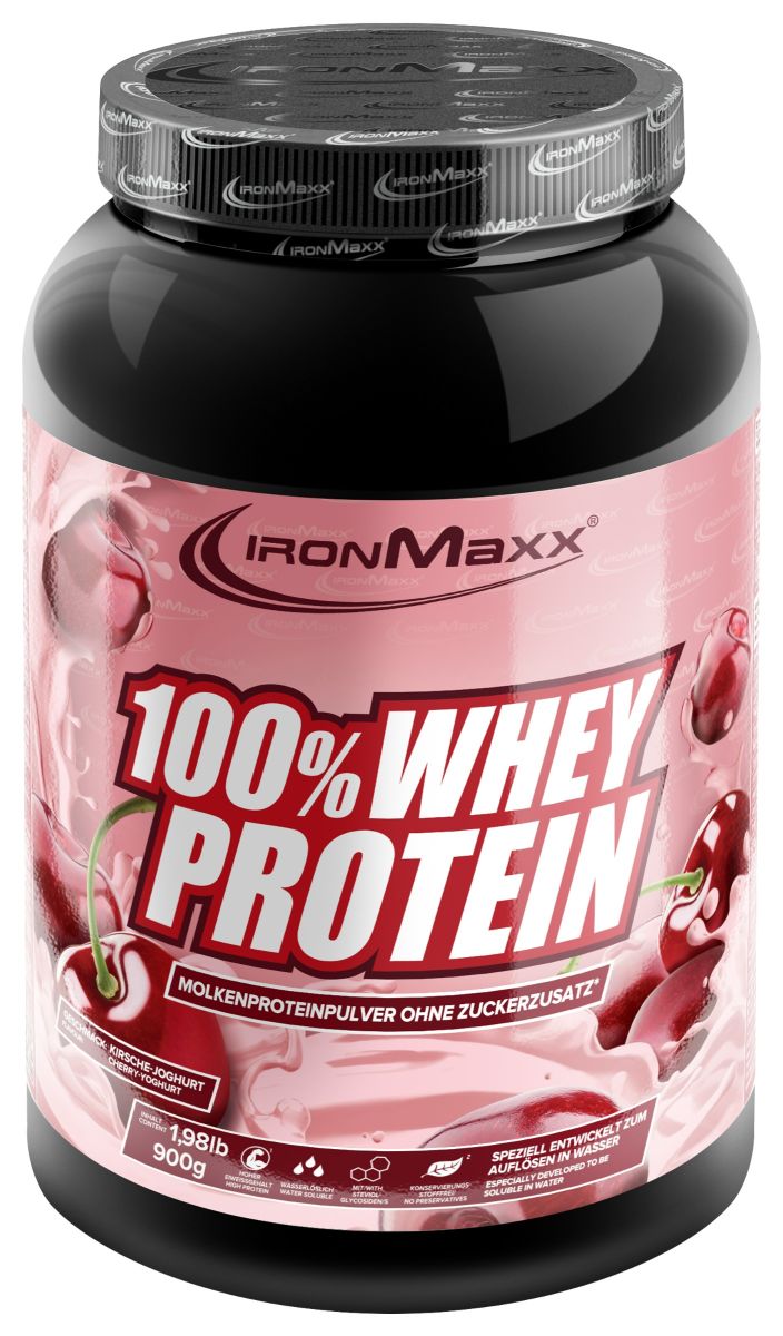IronMaxx 100% Whey Protein - 900g Tub - Cherry yogurt