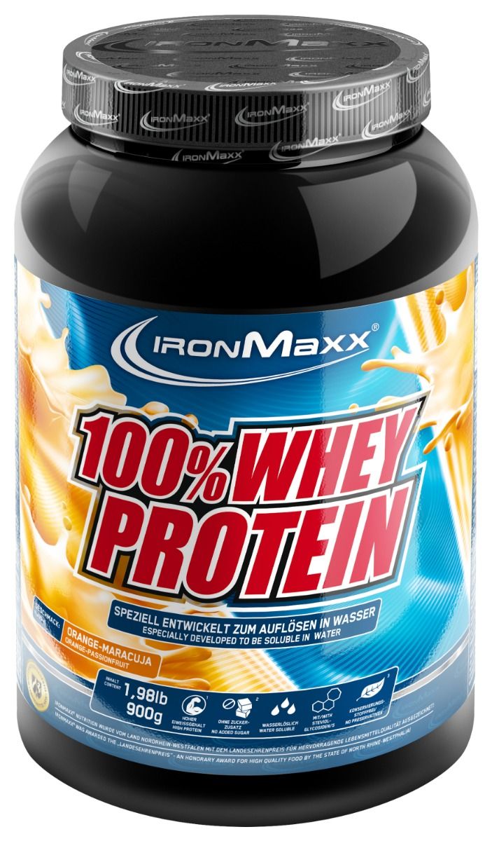 IronMaxx 100% Whey Protein - 900g Tub - Orange-Passion Fruit