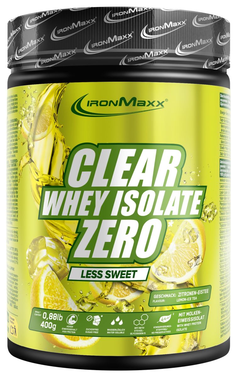 IronMaxx Clear Whey Isolate ZERO "Less sweet" Lemon Ice Tea 400g Tub