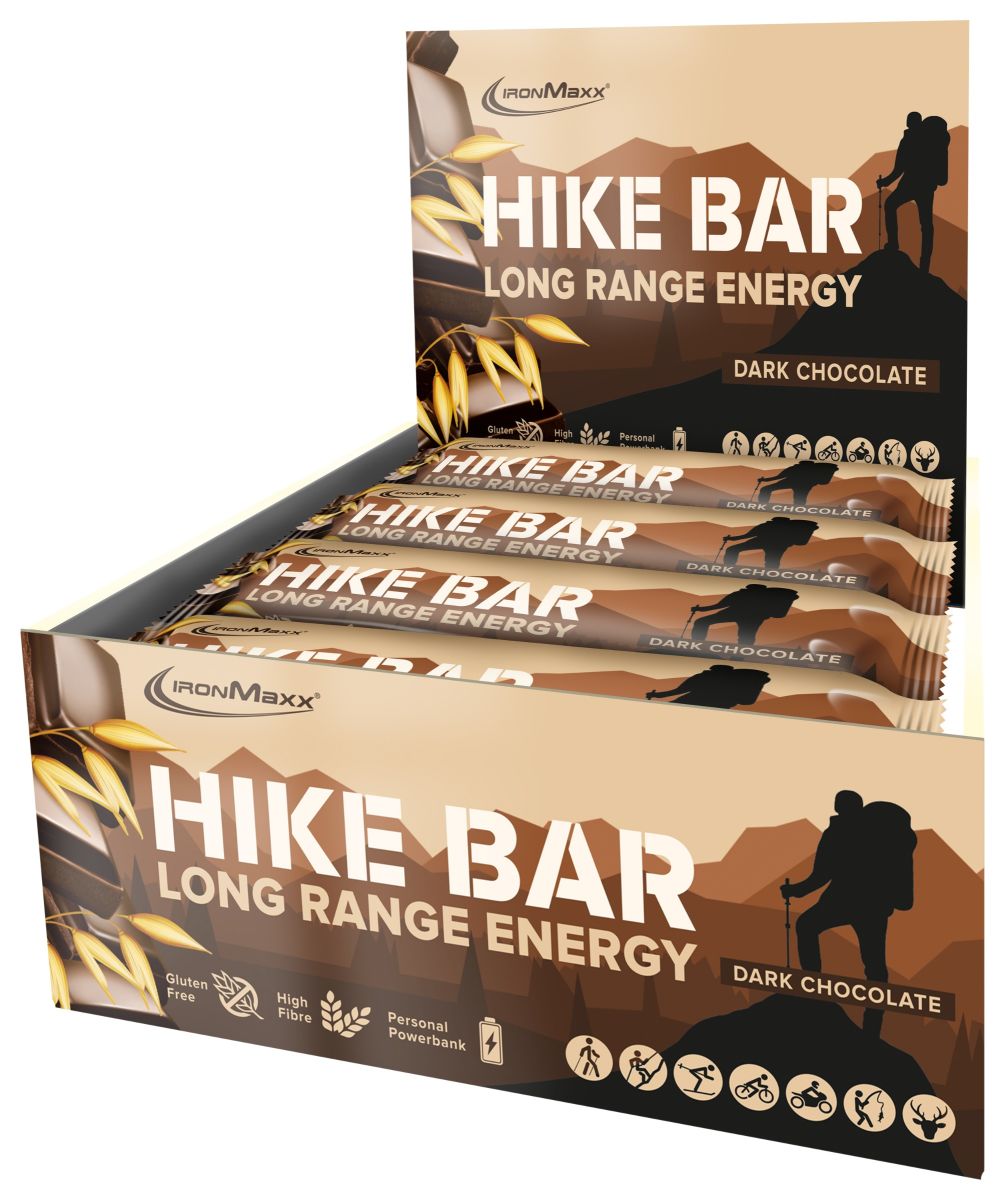 IronMaxx Hike Bar - Dark Chocolate 12x60g | Energie-Haferriegel mit Schokostückchen, Cashew- und Erdnüssen | Glutenfrei und reich an Ballaststoffen | Energielieferant für Outdoor-Aktivitäten