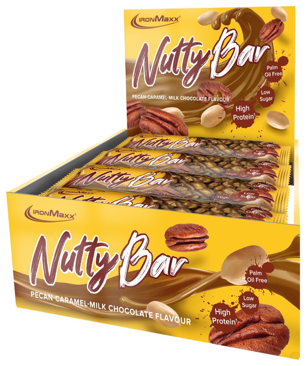 IronMaxx Nutty Bar - Pecan-Caramel-Milk Chocolate 12 x 40g (BBD: 06.02.2025)
